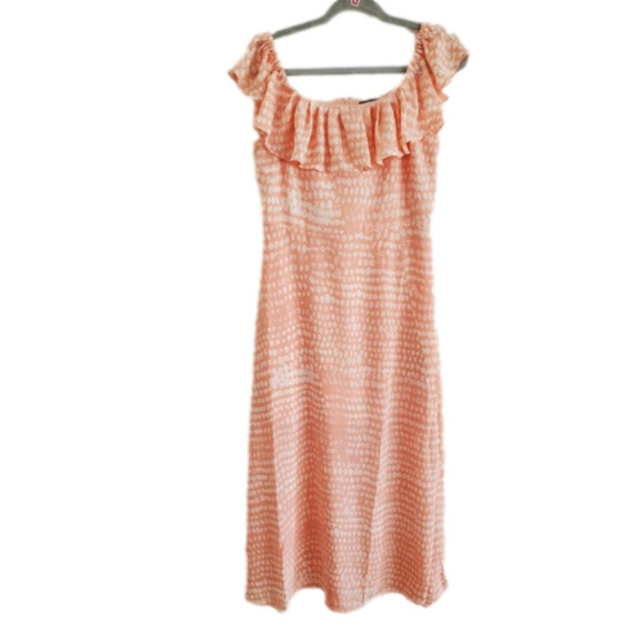 BCBG PARIS Off the Shoulder Sandy Dot Flowy Maxi dress Coral pink Size … - Picture 6 of 16
